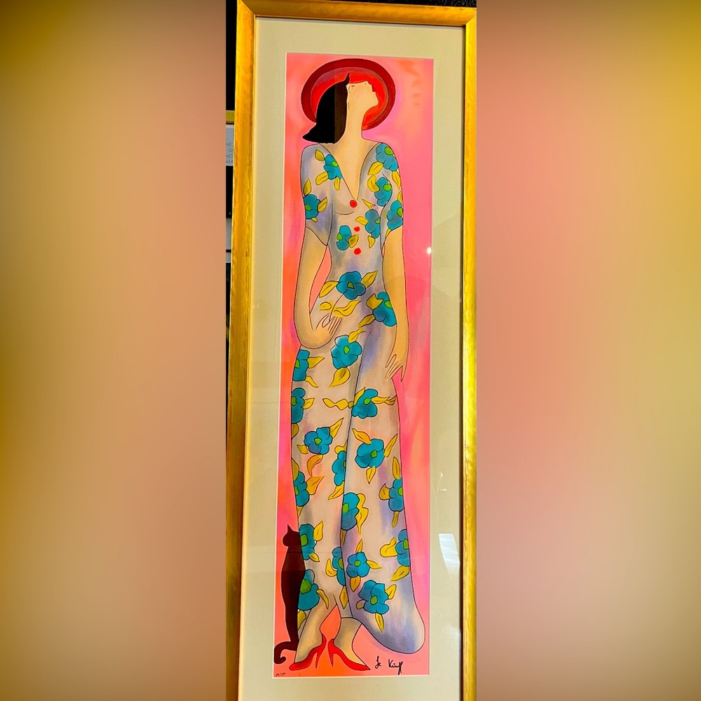 Singed serigraph by Linda LeKinff “Welcome” Comes  framed. 11x18.5 or 7x14.5